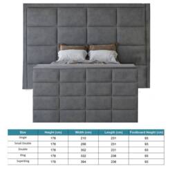 KDMD Copenhagen Upholstered Grey Television Bed Frame - Size: Double - thumbnail 6