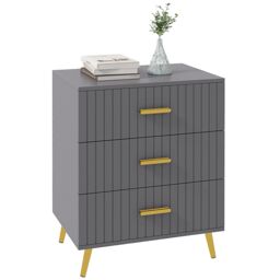 HOMCOM Bedroom Chest of Drawers, Modern Drawer Dresser, Storage Drawer Unit with Aluminium Legs in Dark Grey - thumbnail 2