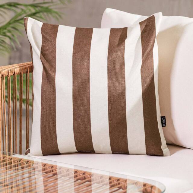 icon Cushion 43x43 Kyoto Fabric, Stripe, Chocolate - image 1