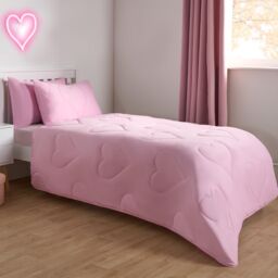 OHS Coverless Duvet 7.5 TOG Pillowcase Quilt Heart Bedding Set, Pink - Size: Double - thumbnail 2