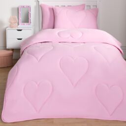 OHS Coverless Duvet 7.5 TOG Pillowcase Quilt Heart Bedding Set, Pink - Size: Double - thumbnail 5