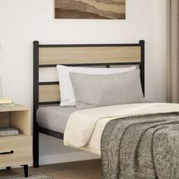 Berkfield Home Headboard Sonoma Oak 90 cm Iron & Engineered Wood in Brown - thumbnail 1