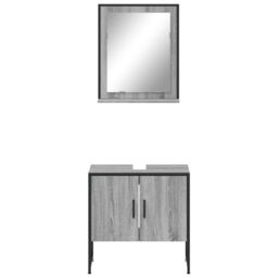 Berkfield Home 2 Piece Bathroom Cabinet Set Grey Sonoma Engineered Wood - thumbnail 6