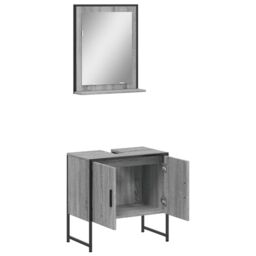 Berkfield Home 2 Piece Bathroom Cabinet Set Grey Sonoma Engineered Wood - thumbnail 5