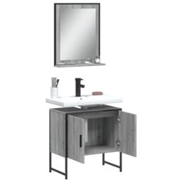 Berkfield Home 2 Piece Bathroom Cabinet Set Grey Sonoma Engineered Wood - thumbnail 4