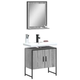 Berkfield Home 2 Piece Bathroom Cabinet Set Grey Sonoma Engineered Wood - thumbnail 1