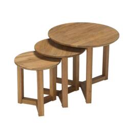 Lemon Pavilion Furniture Stow Nest of Tables - Solid Oak - L50 x W50 x H42 cm - Oak in Brown - Size: 1 Pack - thumbnail 1