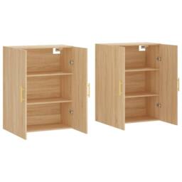 Berkfield Home Wall Mounted Cabinets 2 pcs Sonoma Oak 69.5x34x90 cm in Light Tan - thumbnail 4