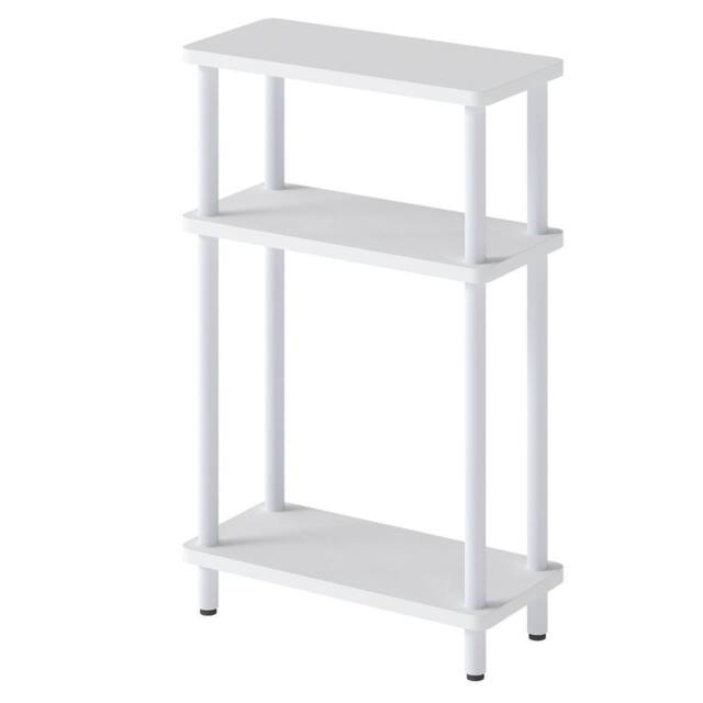 Levede Slim Side Table 3 Tier Narrow Sofa End Table Bedside Storage Stand in White - image 1