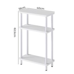 Levede Slim Side Table 3 Tier Narrow Sofa End Table Bedside Storage Stand in White - thumbnail 4