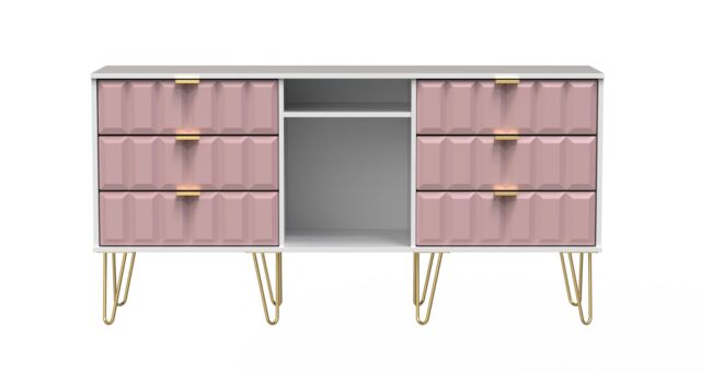 Ready Assembled 2 U Metro 6 Drawer Sideboard (Ready Assembled) in Dusty Pink - image 1
