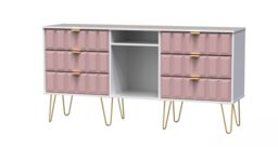 Ready Assembled 2 U Metro 6 Drawer Sideboard (Ready Assembled) in Dusty Pink - thumbnail 3