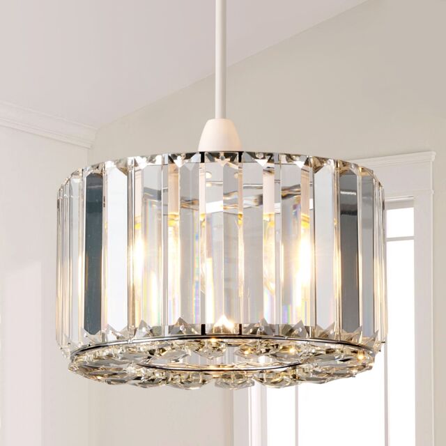 Harper Living Easy Fit Pendant Shade, Chrome Ceiling Light Shade, Diameter 23cm in Metallic Silver - image 1