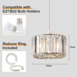 Harper Living Easy Fit Pendant Shade, Chrome Ceiling Light Shade, Diameter 23cm in Metallic Silver - thumbnail 7