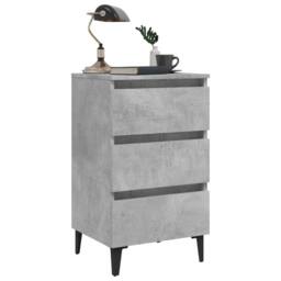 Berkfield Home Sturdy Bed Cabinet with Metal Legs Concrete Grey 40x35x69 cm - Size: 40 x 35 x 69 cm - thumbnail 4