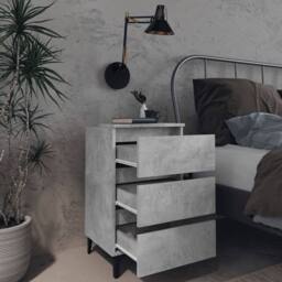 Berkfield Home Sturdy Bed Cabinet with Metal Legs Concrete Grey 40x35x69 cm - Size: 40 x 35 x 69 cm - thumbnail 1