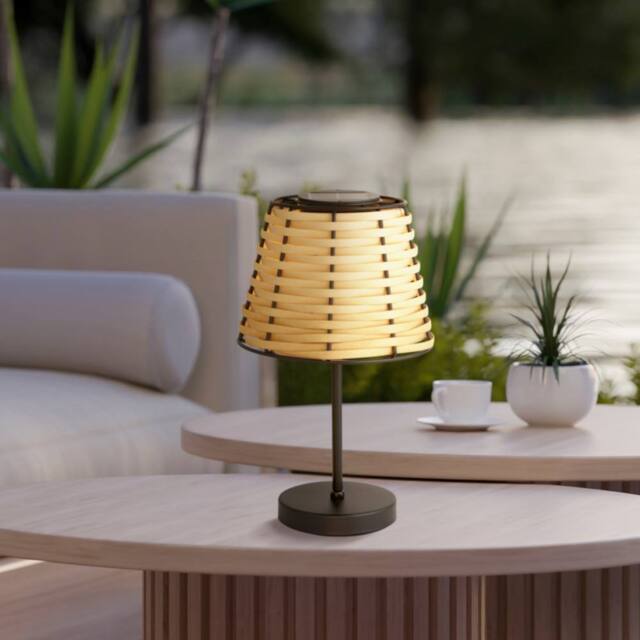 Lighting Collection Boheme Glow Solar Outdoor Table Lamp in Brown - image 1