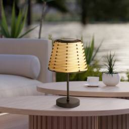 Lighting Collection Boheme Glow Solar Outdoor Table Lamp in Brown - thumbnail 1