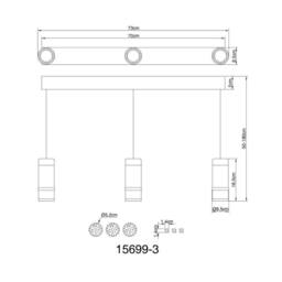 Netlighting Alvarado Bar Pendant Ceiling Light Matt Black LED 3000K - thumbnail 6