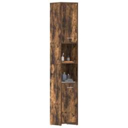 Berkfield Home Bathroom Cabinet Smoked Oak 30x30x183.5 cm Engineered Wood in Brown - thumbnail 4