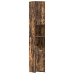 Berkfield Home Bathroom Cabinet Smoked Oak 30x30x183.5 cm Engineered Wood in Brown