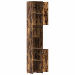 Berkfield Home Bathroom Cabinet Smoked Oak 30x30x183.5 cm Engineered Wood in Brown - thumbnail 5