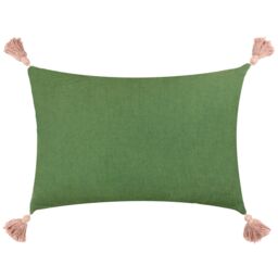 Paoletti Delphine Floral Tasselled 100% Cotton Cushion in Pale Pink - Size: 40 cm x 60 cm - thumbnail 2
