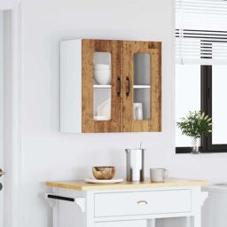 Berkfield Home Kitchen Wall Cabinet with Glass Door Kalmar Old Wood Engineered Wood in Brown - thumbnail 4