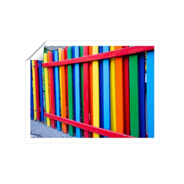 "Warren Reed - Designer Colourful Fence Unframed Art Print - Size: W24"" x H36""" - image 1