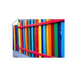 "Warren Reed - Designer Colourful Fence Unframed Art Print - Size: W24"" x H36""" - thumbnail 1