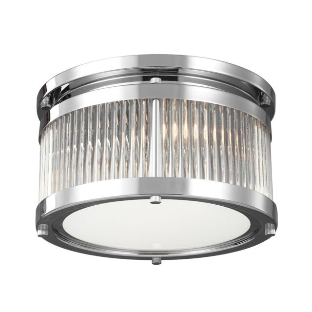 Loops IP44 3 Bulb Flush Light Secure Glass Tube Shades in Rows Chrome LED G9 3.5W in Clear