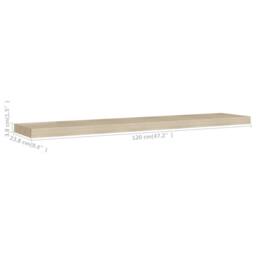 Berkfield Home Floating Wall Shelves 2 pcs Oak 120x23.5x3.8 cm MDF in Light Tan - thumbnail 8