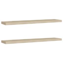Berkfield Home Floating Wall Shelves 2 pcs Oak 120x23.5x3.8 cm MDF in Light Tan