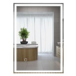 HOMCOM Bathroom Illuminated Mirror with 3 Colour LED Lights Defogging Film in Silver - thumbnail 2