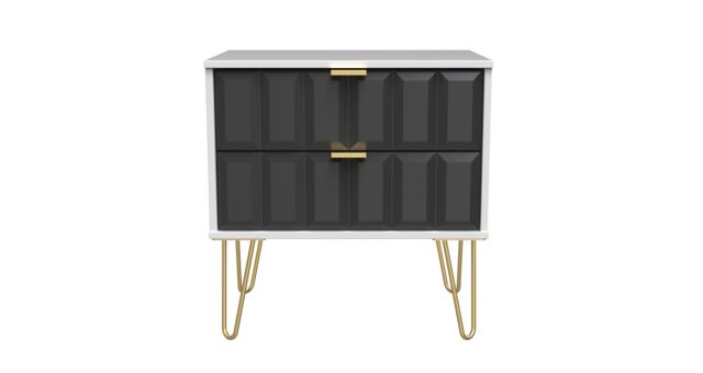 Ready Assembled 2 U Metro 2 Drawer Side Table (Ready Assembled) in Dark Grey - image 1