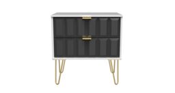 Ready Assembled 2 U Metro 2 Drawer Side Table (Ready Assembled) in Dark Grey