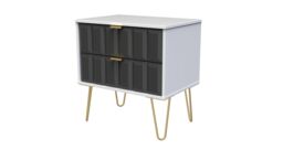Ready Assembled 2 U Metro 2 Drawer Side Table (Ready Assembled) in Dark Grey - thumbnail 3