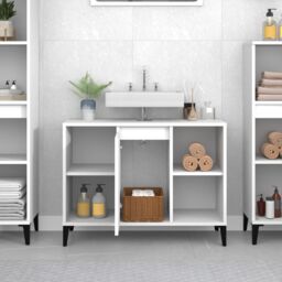 Berkfield Home Sink Cabinet White 80x33x60 cm Engineered Wood - Size: 80 x 33 x 60 cm - thumbnail 3