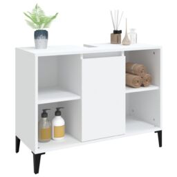 Berkfield Home Sink Cabinet White 80x33x60 cm Engineered Wood - Size: 80 x 33 x 60 cm - thumbnail 4