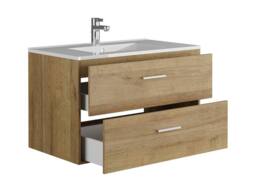 Vente-unique Wall-Hung Bathroom Unit With Single Basin - Light Natural - 80 Cm in Light Oak - thumbnail 5