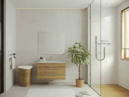 Vente-unique Wall-Hung Bathroom Unit With Single Basin - Light Natural - 80 Cm in Light Oak - thumbnail 1