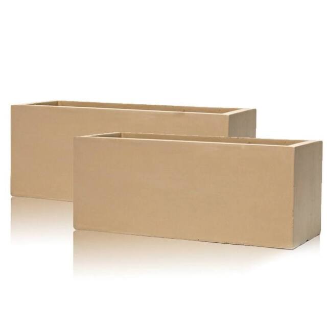 Primrose Fibrecotta Sand Rectangular Trough Planter 60cm Set of 2 in Yellow - image 1
