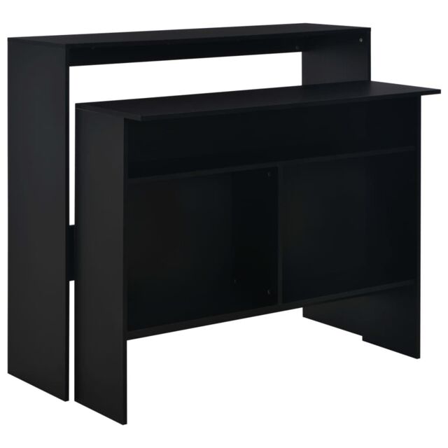 Berkfield Home Bar Table with 2 Table Tops Black 130x40x120 cm - Size: 130 x 40 x 120 cm - image 1