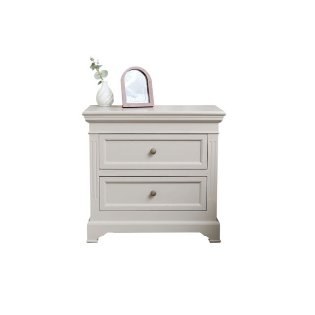 Melody Maison Large Taupe-Grey Two Drawer Bedside Table - Daventry Taupe-Grey Range in Beige - image 1