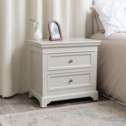 Melody Maison Large Taupe-Grey Two Drawer Bedside Table - Daventry Taupe-Grey Range in Beige - thumbnail 4