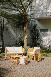 Nordlys Set of 2 Natural Rattan Nesting Coffee Tables in Brown - thumbnail 4