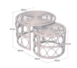 Nordlys Set of 2 Natural Rattan Nesting Coffee Tables in Brown - thumbnail 5