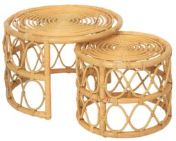 Nordlys Set of 2 Natural Rattan Nesting Coffee Tables in Brown - thumbnail 1