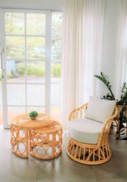 Nordlys Set of 2 Natural Rattan Nesting Coffee Tables in Brown - thumbnail 3