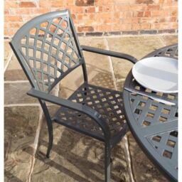 Cheshire 4 Seater Gunmetal Grey Powder-Coated Aluminium Garden Dining Set in Dark Grey - thumbnail 4